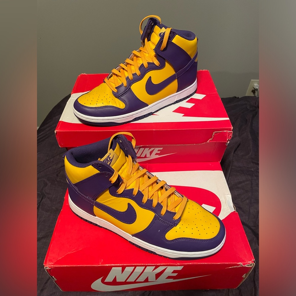 Nike Dunk High Purple and Yellow Men's Shoes